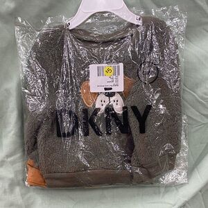 DKNY Charcoal Fleece Sweatshirt with Dog Motif 6-9Mons